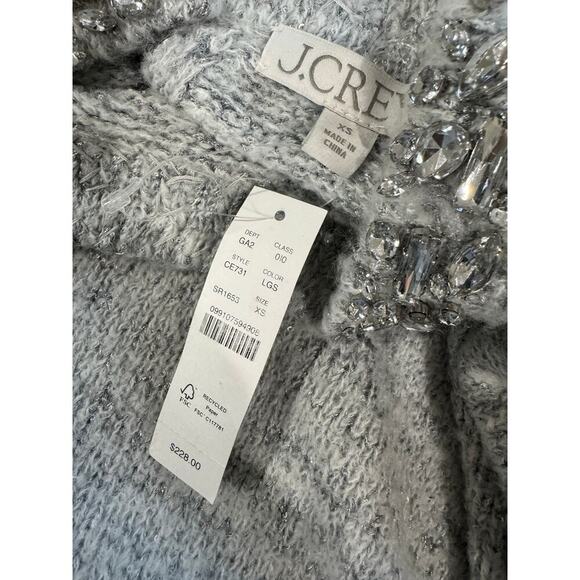J. Crew Embellished Pullover Sweater Long Sleeve Light Grey Silver Size XS NWT - Picture 11 of 11